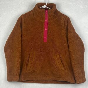 J Crew Sweater Womens Extra Small Brown Teddy Fleece Sherpa Pullover Pockets